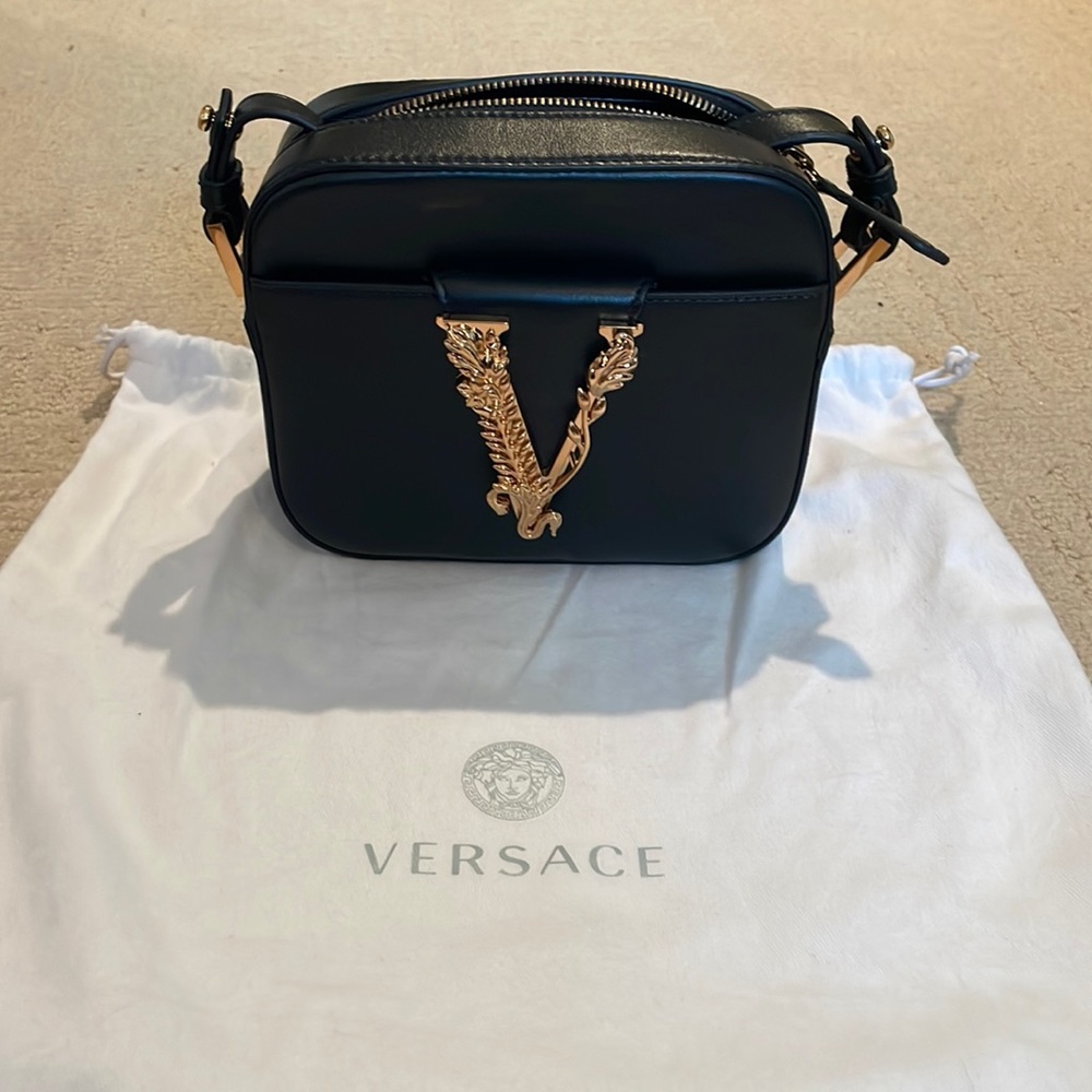 Versace Virtus Camera Bag black leather